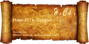 Hamrák Csaba névjegykártya