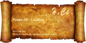 Hamrák Csaba névjegykártya